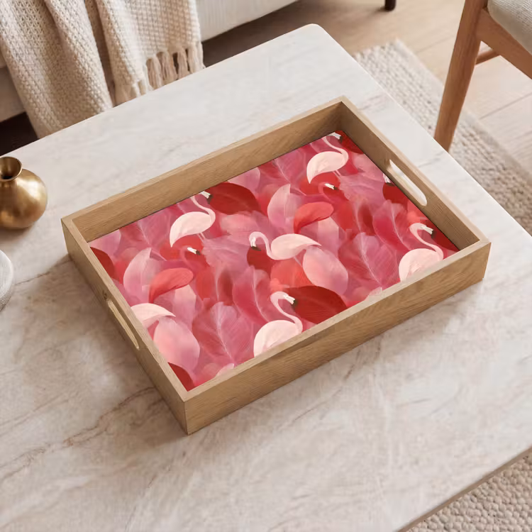 Flamingo - Botanisch - Elegant - Roze - Rood Dienblad Rechthoek middel 911 -sfeer1