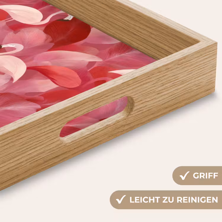 Flamingo - Botanisch - Elegant - Roze - Rood Dienblad Rechthoek middel 911 -USP_HandgreepDE