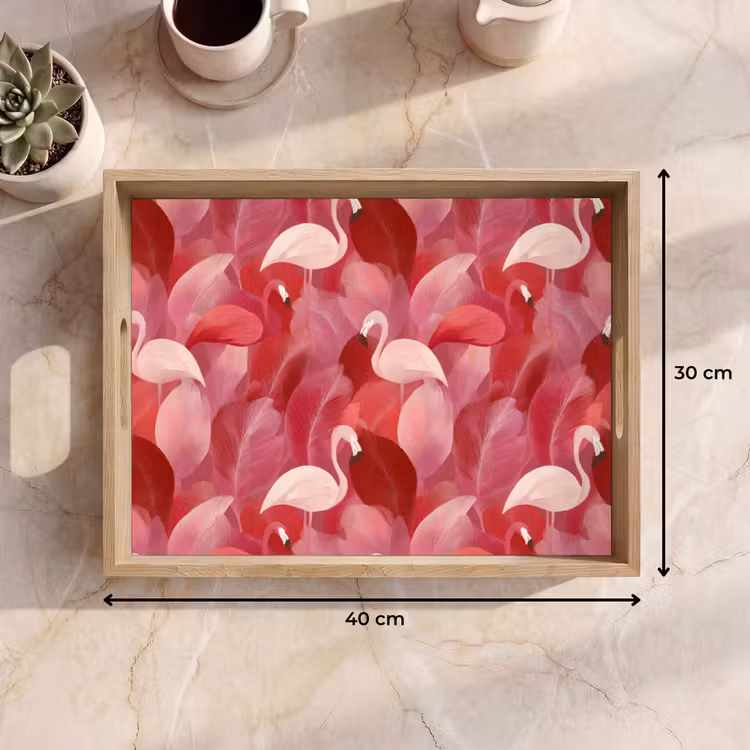 Flamingo - Botanisch - Elegant - Roze - Rood Dienblad Rechthoek middel 911 -USP_Formaat