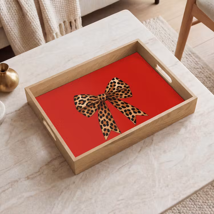 Strik - Sierlijk - Panter - Rood Dienblad Rechthoek middel -sfeer1