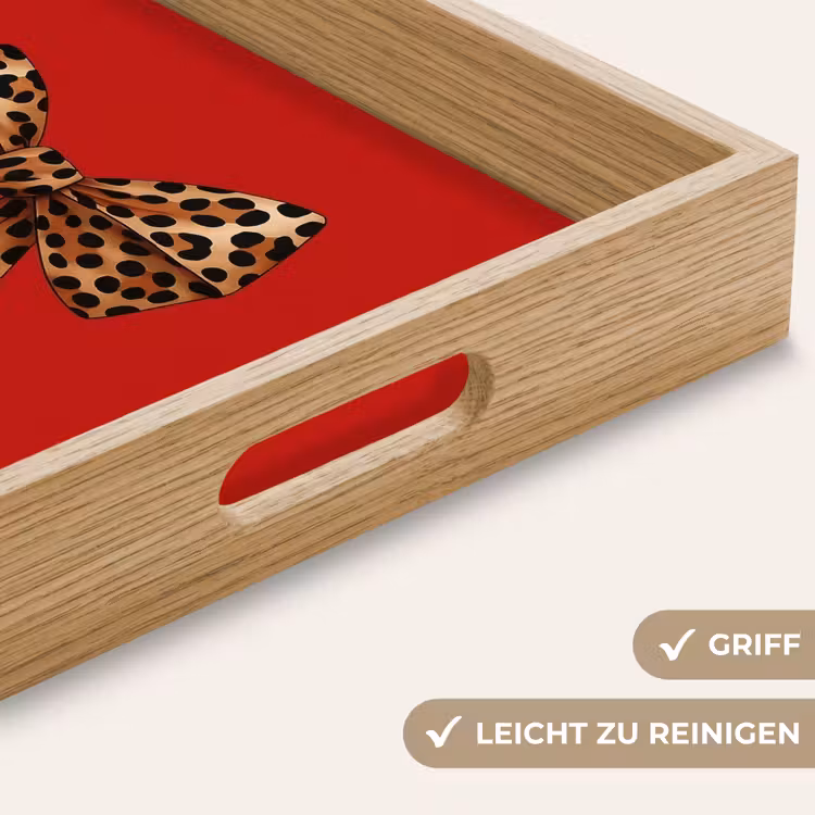 Strik - Sierlijk - Panter - Rood Dienblad Rechthoek middel -USP_HandgreepDE