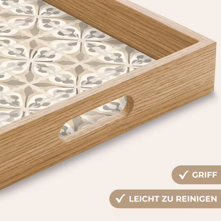 Tegel - Motief - Beige Dienblad Rechthoek middel 911 -USP_HandgreepDE