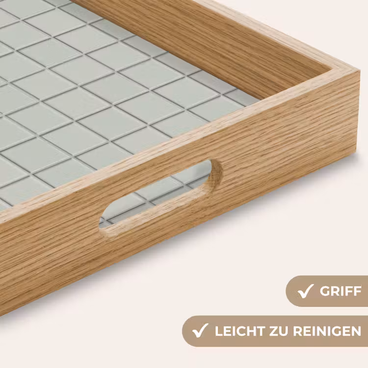 Tegel - Patroon - Lichtgroen Dienblad Rechthoek middel 911 -USP_HandgreepDE