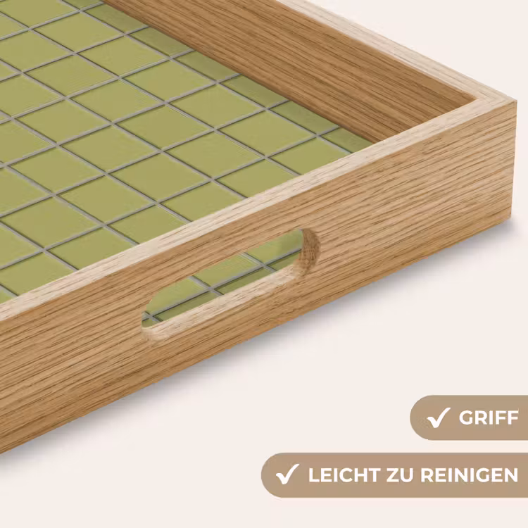 Tegel - Patroon - Olijfgroen Dienblad Rechthoek middel 911 -USP_HandgreepDE