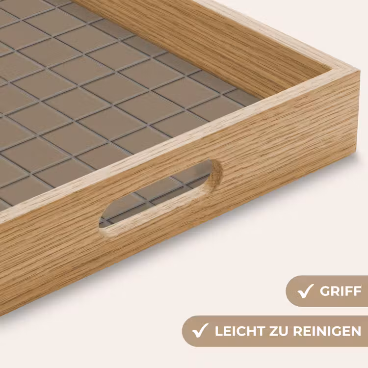 Tegel - Patroon - Taupe Dienblad Rechthoek middel 911 -USP_HandgreepDE
