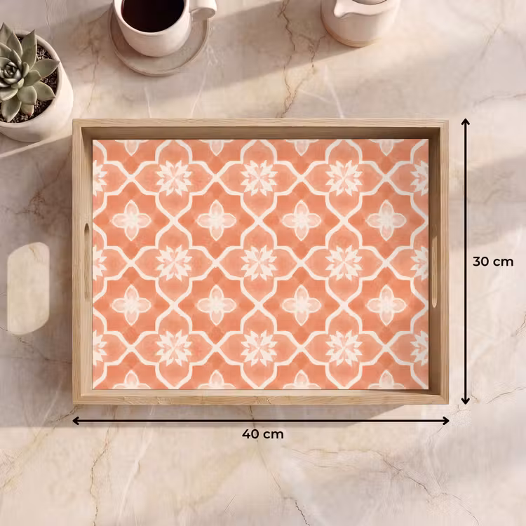 Tegelpatroon - Arabesk - Vintage - Terracotta Dienblad Rechthoek middel 911 -USP_Formaat
