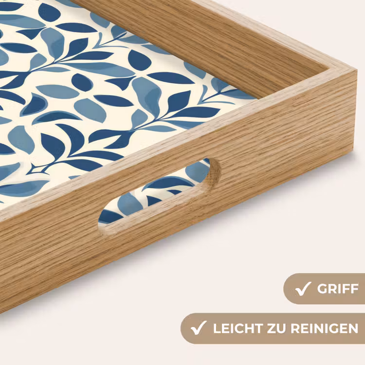 Flora - Modern - Blauw Dienblad Rechthoek middel 911 -USP_HandgreepDE