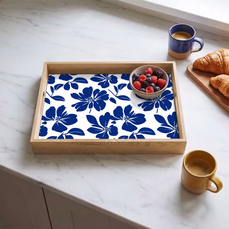 Floraal - Modern - Blauw Dienblad Rechthoek middel 911 -sfeer2