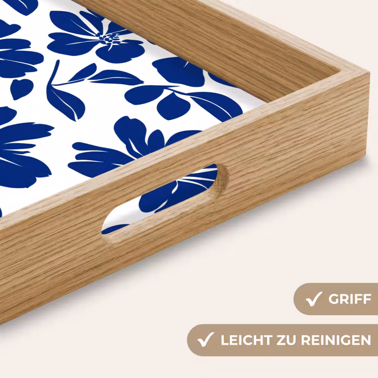 Floraal - Modern - Blauw Dienblad Rechthoek middel 911 -USP_HandgreepDE