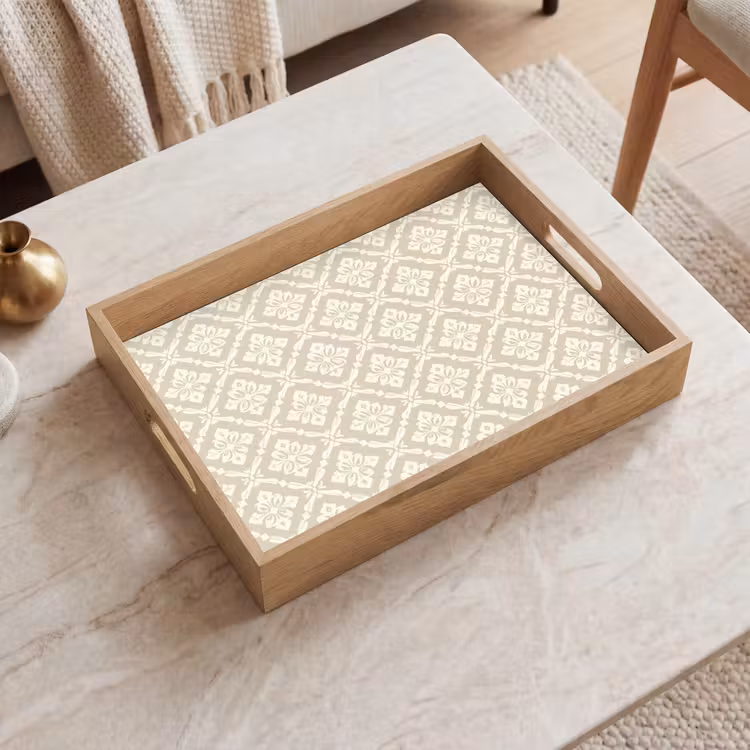 Floraal - Ornament - Beige Dienblad Rechthoek middel 911 -sfeer1