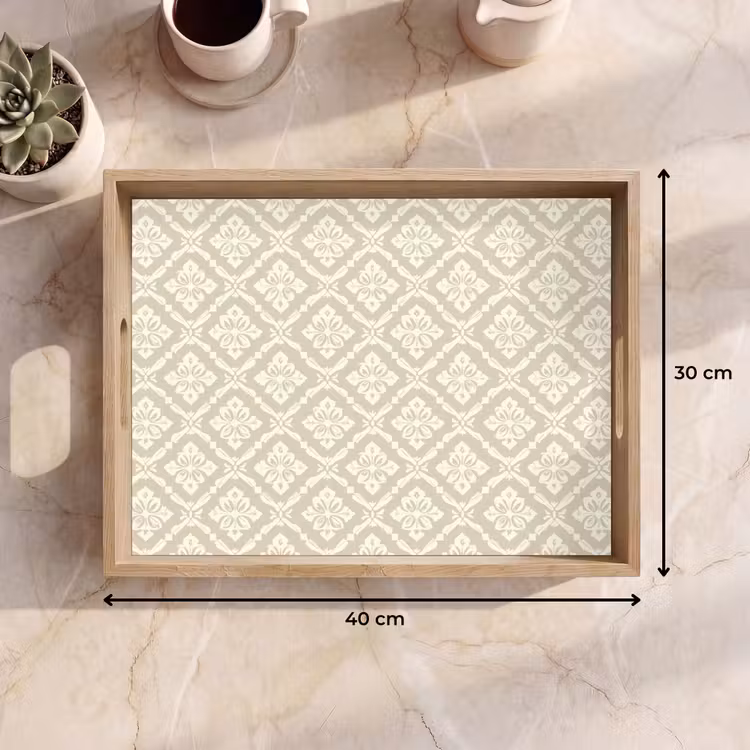Floraal - Ornament - Beige Dienblad Rechthoek middel 911 -USP_Formaat