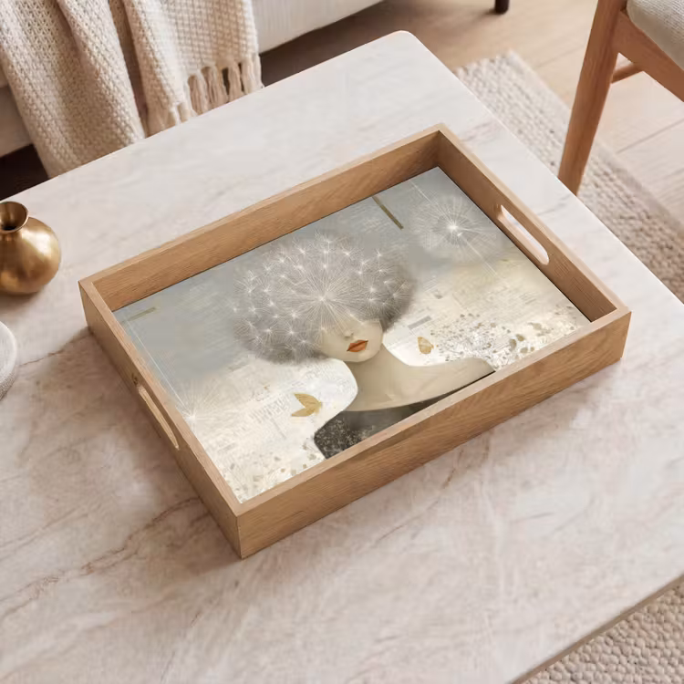 Pluis - Vrouw - Beige Dienblad Rechthoek middel -sfeer1