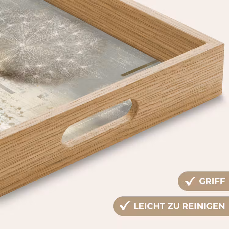 Pluis - Vrouw - Beige Dienblad Rechthoek middel -USP_HandgreepDE