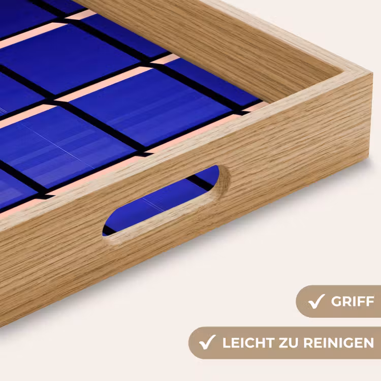 Vliegtuig - Ruiten - Blauw - Rechthoekig Dienblad Rechthoek middel -USP_HandgreepDE