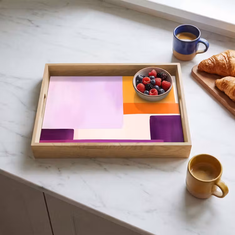 Vlakken - Abstract - Rechthoekig - Oranje Dienblad Rechthoek middel -sfeer2