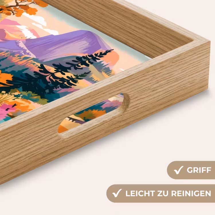 Rivier - Vallei vol bloemen - Levendig Dienblad Rechthoek middel -USP_HandgreepDE