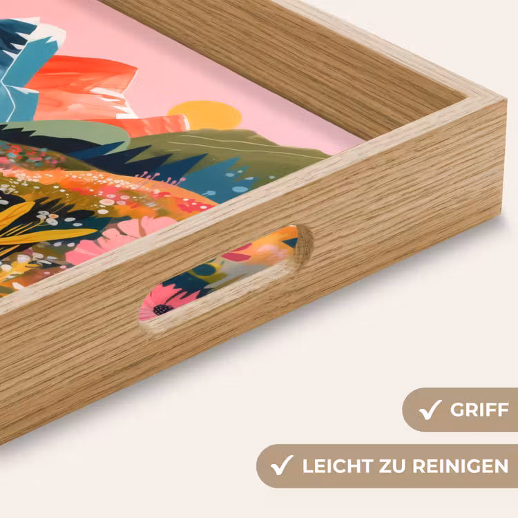 Rivier - Diepte - Bloemen Dienblad Rechthoek middel -USP_HandgreepDE