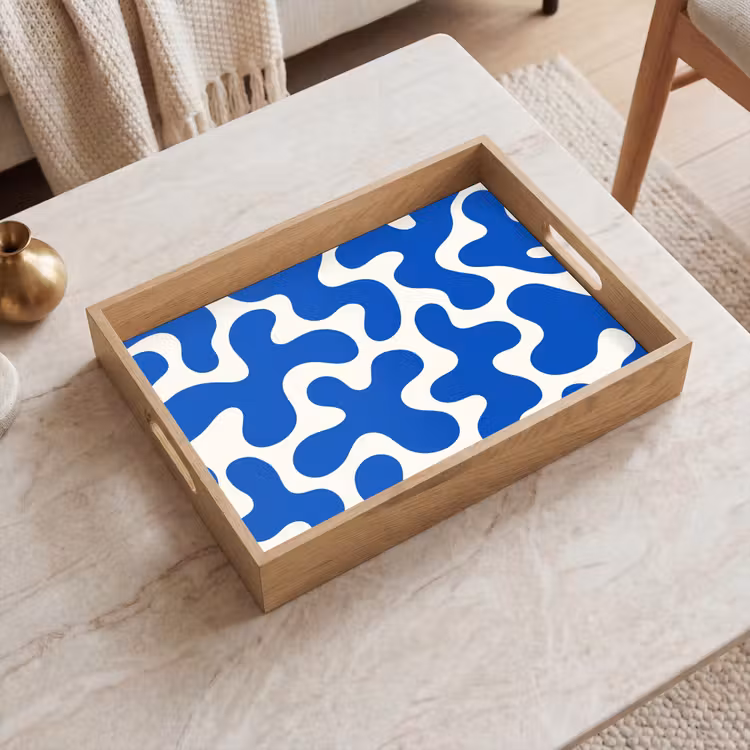 Vormen - Abstract - Blauw - Golven Dienblad Rechthoek middel -sfeer1