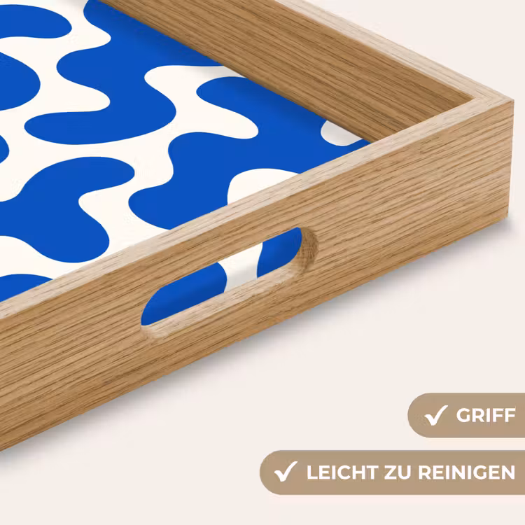 Vormen - Abstract - Blauw - Golven Dienblad Rechthoek middel -USP_HandgreepDE