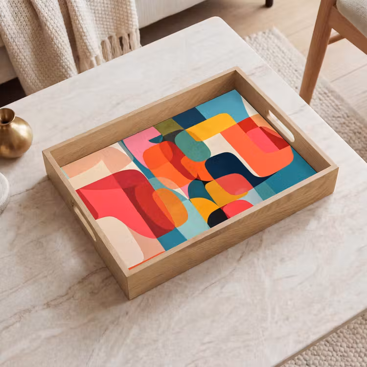 Vormen - Kleurrijk - Abstract - Vlakken Dienblad Rechthoek middel -sfeer1
