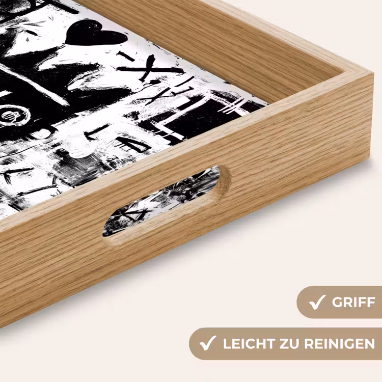 Vormen - Gezocht - Zwart - Abstract Dienblad Rechthoek middel -USP_HandgreepDE