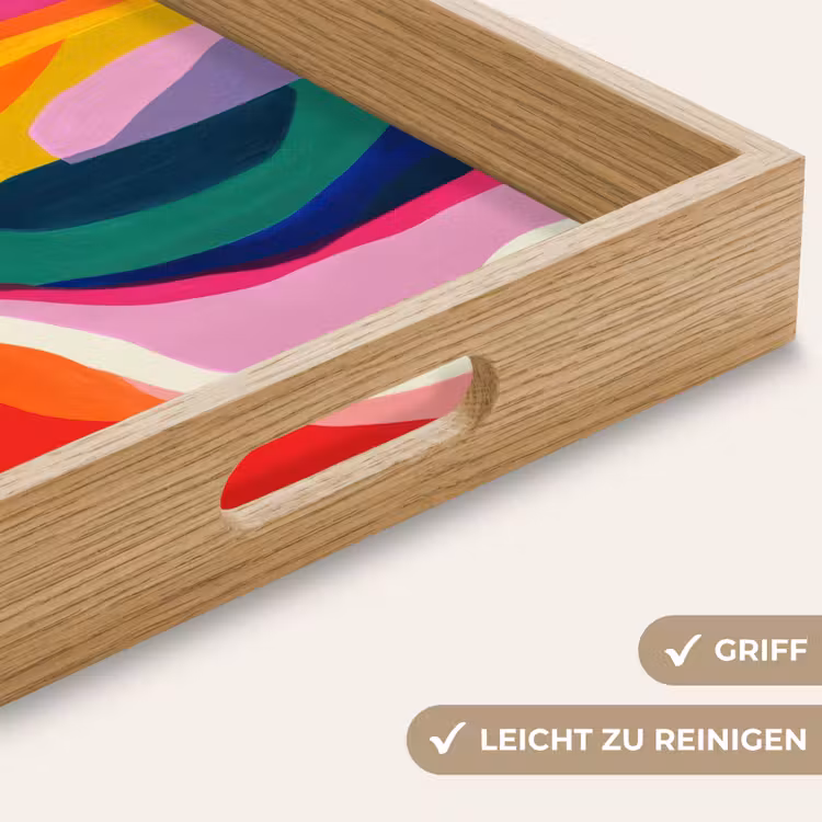 Vormen - Golvend - Abstract - Felroze Dienblad Rechthoek middel -USP_HandgreepDE