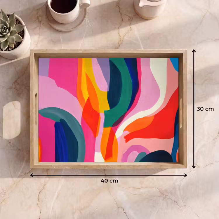 Vormen - Golvend - Abstract - Felroze Dienblad Rechthoek middel -USP_Formaat