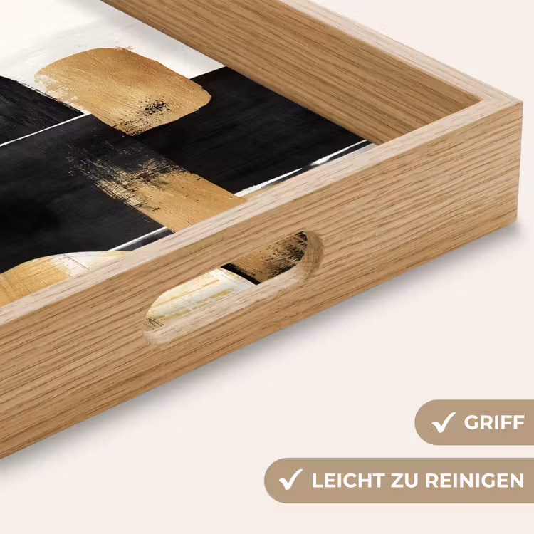 Vormen - Penseelstreken - Abstract - Goud Dienblad Rechthoek middel -USP_HandgreepDE