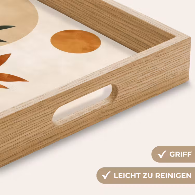 Vormen - Rond - Bladeren - Beige Dienblad Rechthoek middel -USP_HandgreepDE