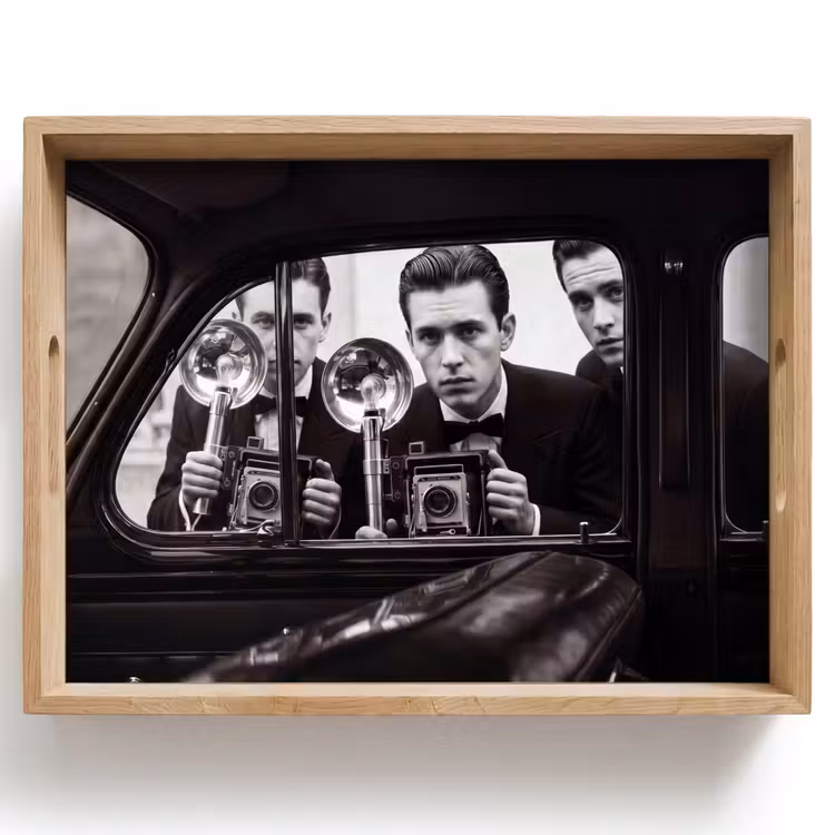 Fotograaf - Camera - Vintage - Journalistiek - Zwart-wit Dienblad Rechthoek middel -z3d_shopping
