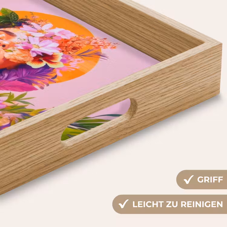 Vrouw - Abstract - Cirkel - Bloemen Dienblad Rechthoek middel -USP_HandgreepDE