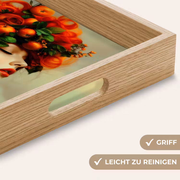Vrouw - Appels - Rood - Bladeren Dienblad Rechthoek middel -USP_HandgreepDE