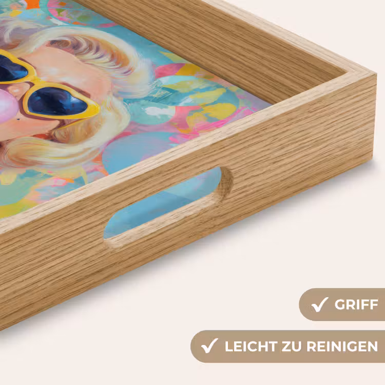 Vrouw - Blond - Roze kauwgom - Kleurrijk - Pastel Dienblad Rechthoek middel -USP_HandgreepDE