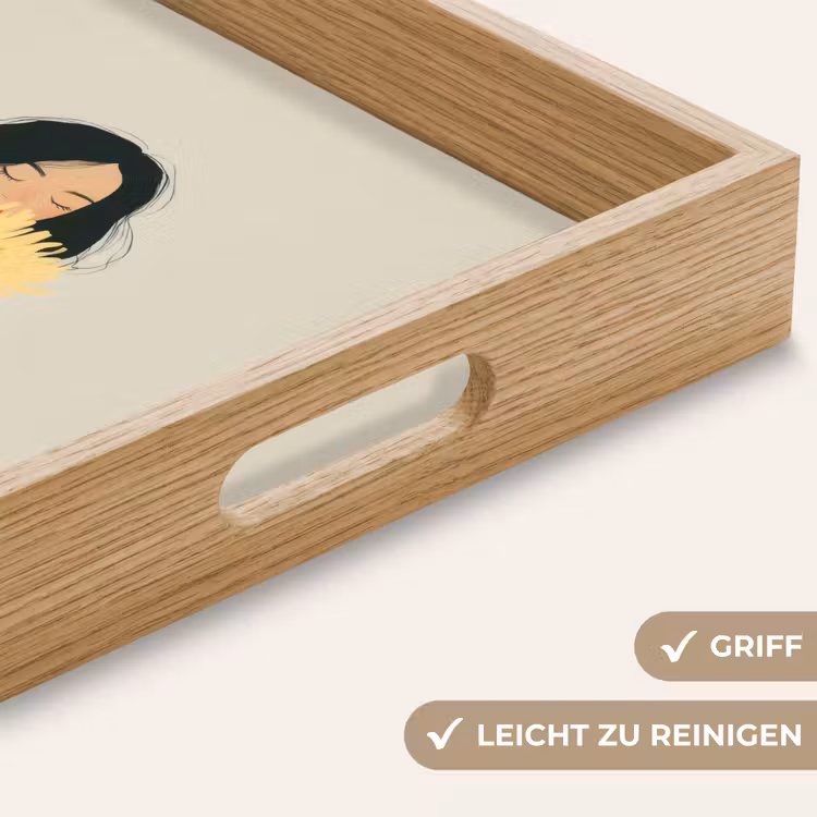 Vrouw - Bloem - Geel - Minimalistisch Dienblad Rechthoek middel -USP_HandgreepDE