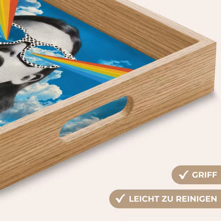 Vrouw - Bril - Regenboog - Wolken Dienblad Rechthoek middel -USP_HandgreepDE