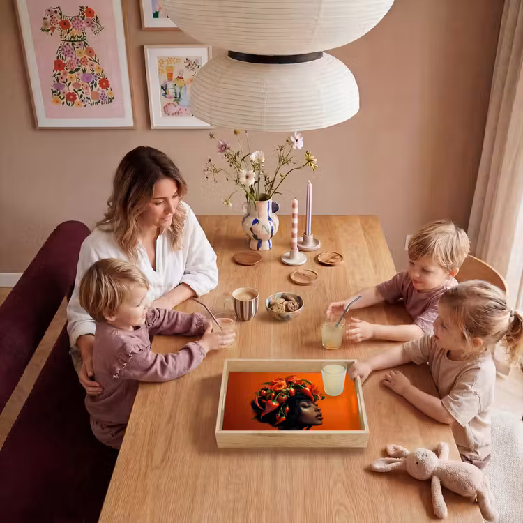 Vrouw - Chilipepers - Pepers - Bloemen Dienblad Rechthoek middel -sfeer4