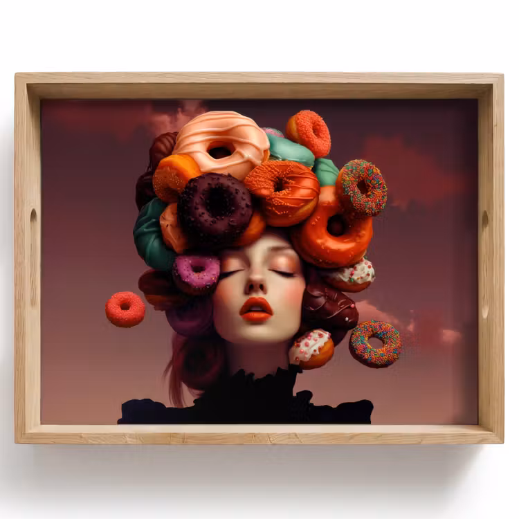 Vrouw - Donuts - Kleurrijk Dienblad Rechthoek middel -z3d_shopping