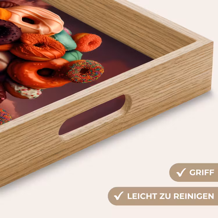 Vrouw - Donuts - Kleurrijk Dienblad Rechthoek middel -USP_HandgreepDE