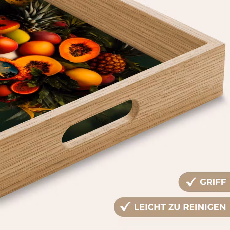 Vrouw - Vruchten - Papaja - Ananas Dienblad Rechthoek middel -USP_HandgreepDE