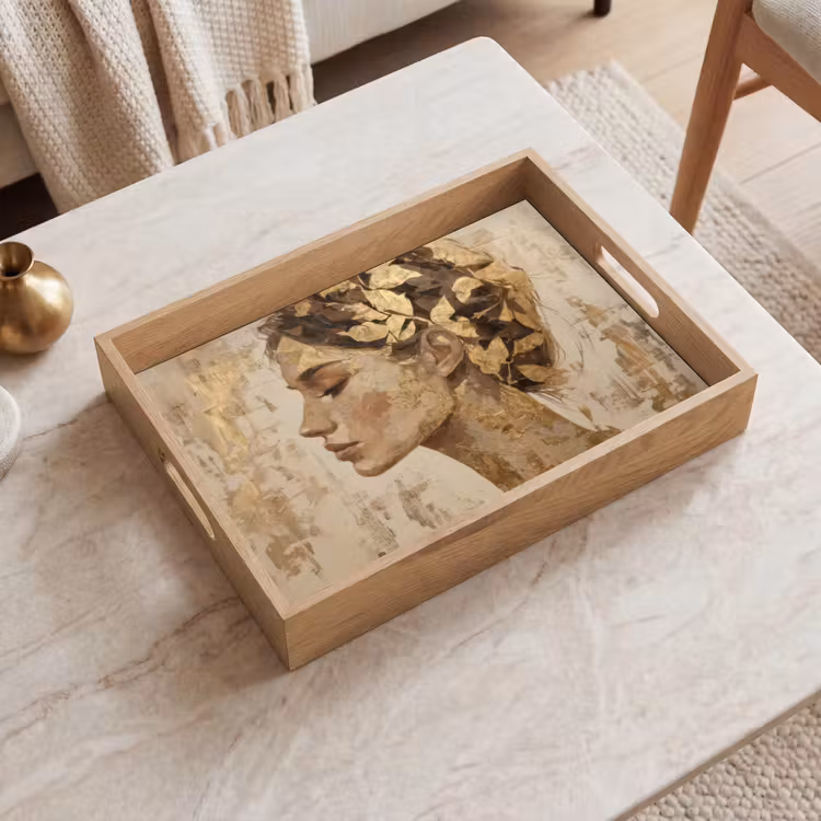 Vrouw - Goud - Abstract - Textuur Dienblad Rechthoek middel -sfeer1