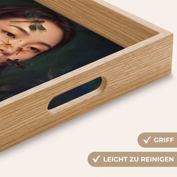 Vrouw - Insecten - Natuur - Portret - Groen Dienblad Rechthoek middel -USP_HandgreepDE