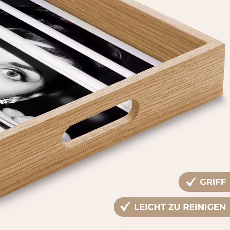 Vrouw - Jaloezieën - Portret - Zwart-wit Dienblad Rechthoek middel -USP_HandgreepDE