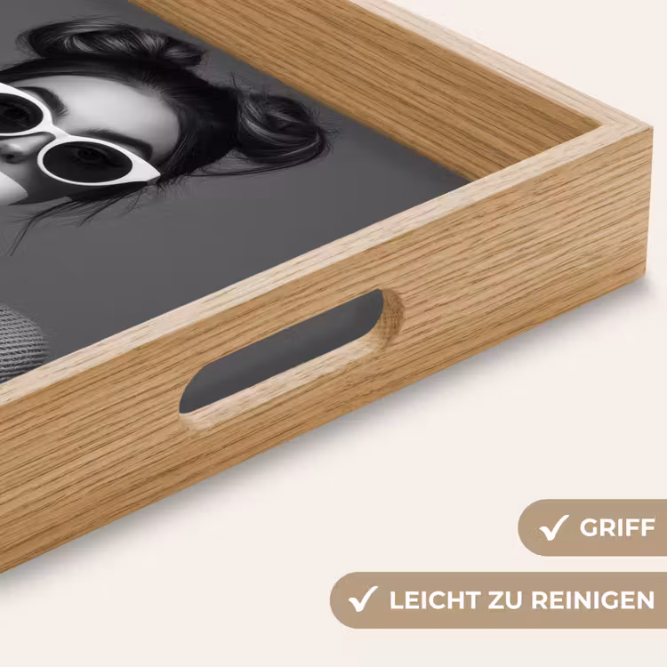 Vrouw - Koffie - Zwart - Wit Dienblad Rechthoek middel -USP_HandgreepDE