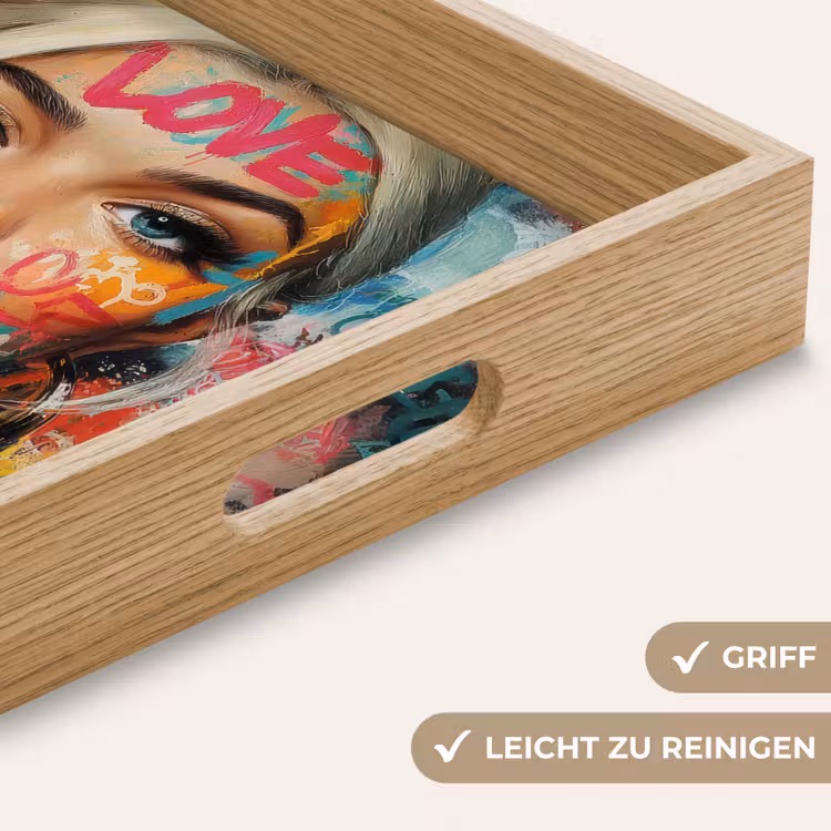 Vrouw - Kauwgom - Graffiti - Love Dienblad Rechthoek middel -USP_HandgreepDE
