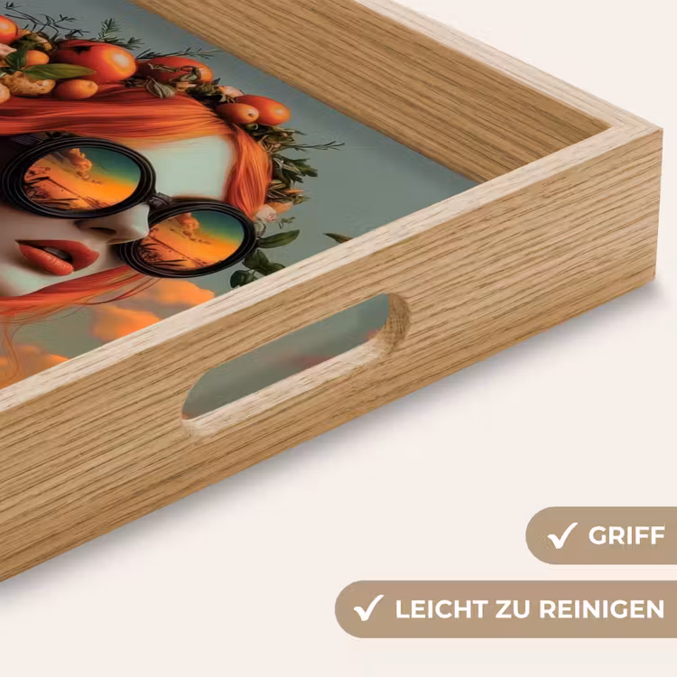 Vrouw - Kroon - Tomaat - Bascilicum - Zonnebril Dienblad Rechthoek middel -USP_HandgreepDE
