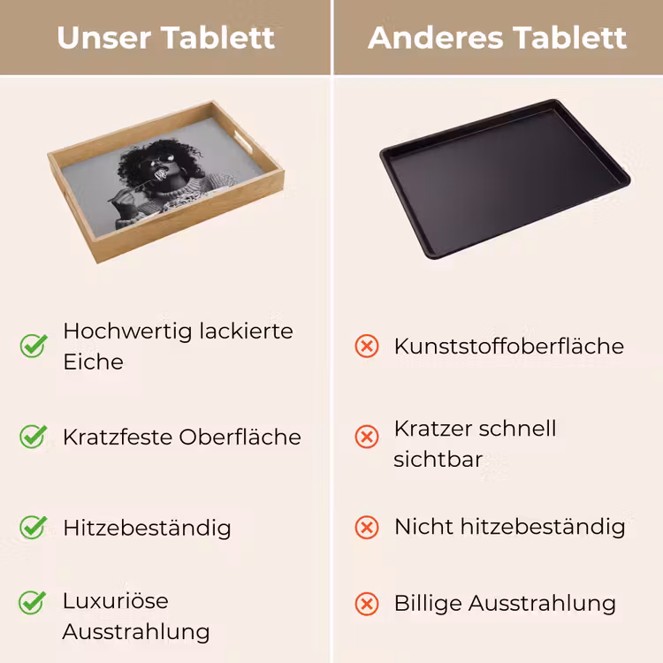 Vrouw - Pasta - Zwart - Wit Dienblad Rechthoek middel -USP_VergelijkingDE