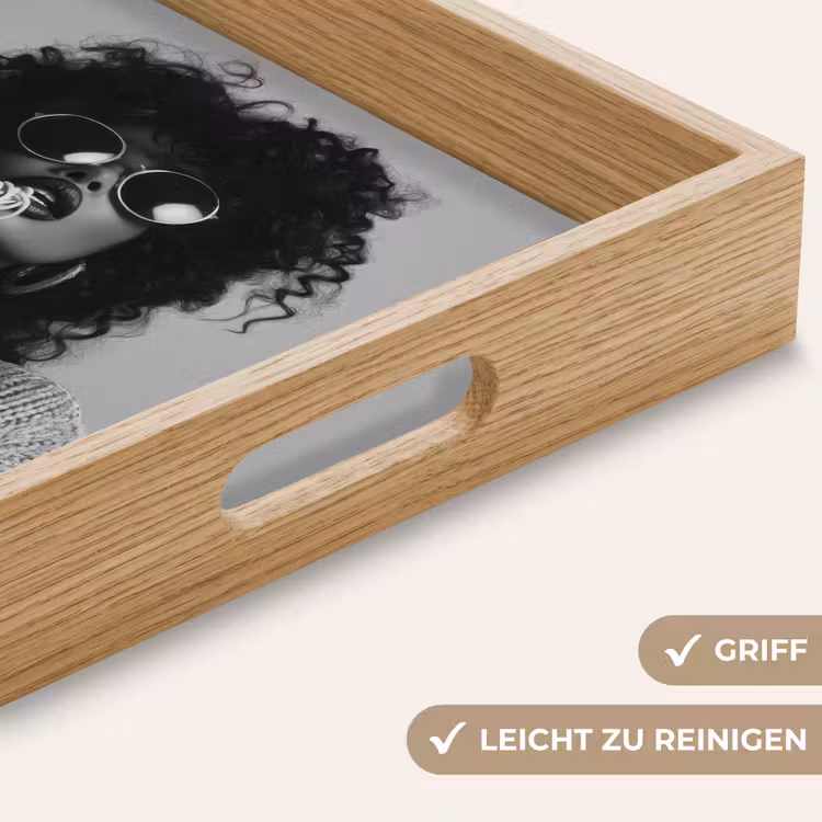 Vrouw - Pasta - Zwart - Wit Dienblad Rechthoek middel -USP_HandgreepDE
