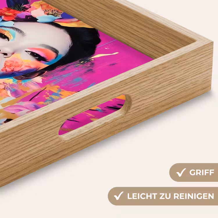 Vrouw - Portret - Abstract - Paars Dienblad Rechthoek middel -USP_HandgreepDE