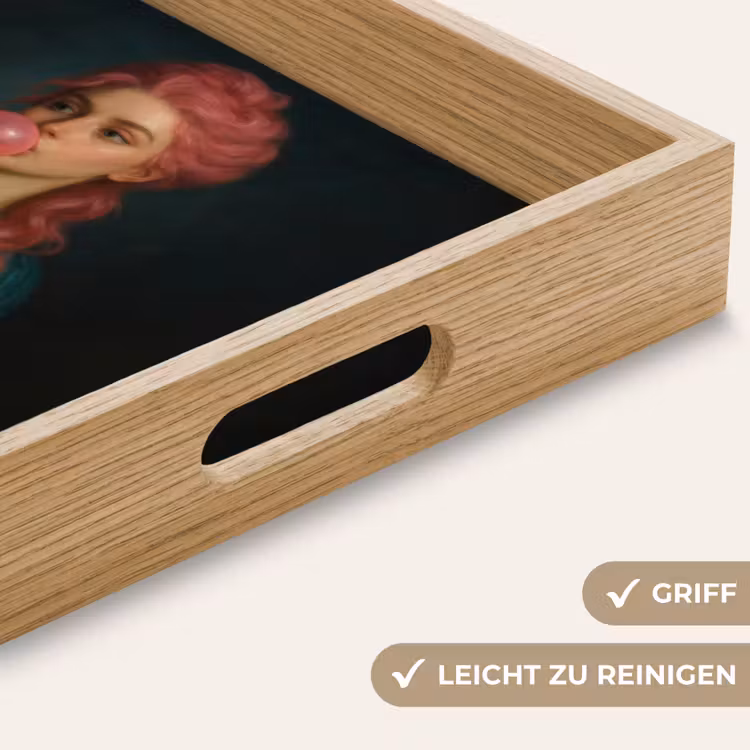 Vrouw - Portret - Kauwgombel Dienblad Rechthoek middel -USP_HandgreepDE