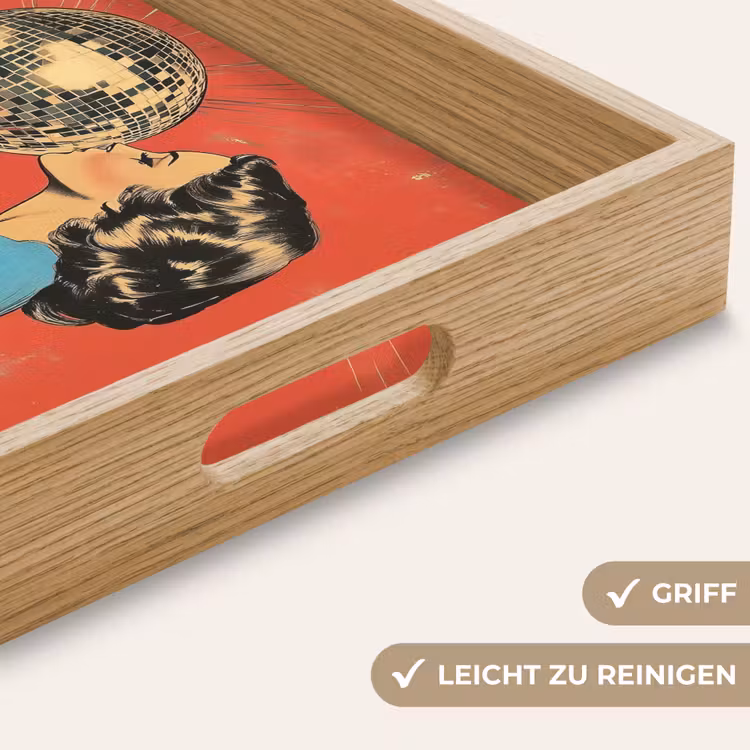 Vrouw - Retro - Discobal - Kus Dienblad Rechthoek middel -USP_HandgreepDE
